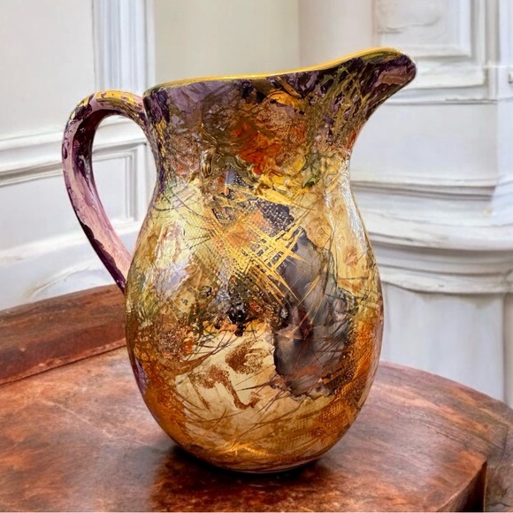 2007 Diana Young Abstract Multicolor Ceramic Pitcher - Picture 10 of 12